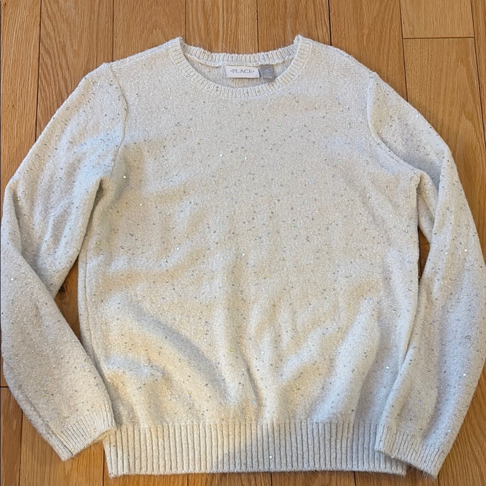White Sparkle Crewneck Sweater